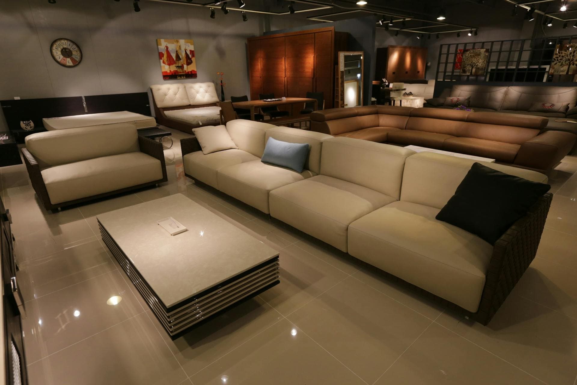 Beige 3-Seat Sofa
